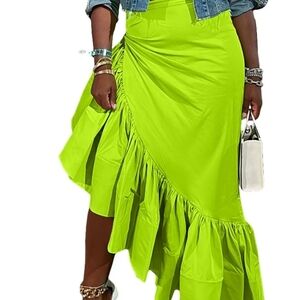 Asymmetrical Lime Green Skirt